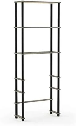 Furinno Turn-N-Tube With 5 Shelves Toilet Space Saver, French Oak Grey/Black -Moen Shop 31Tx saYJKL. AC