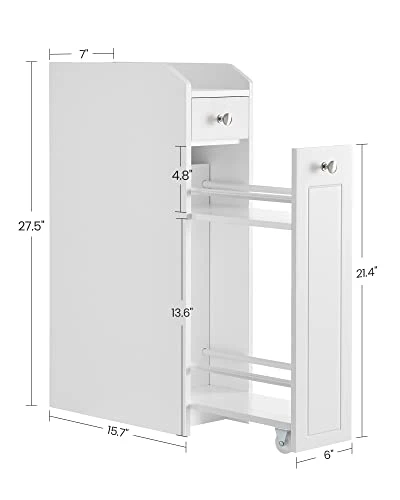 VASAGLE Small Bathroom Storage Cabinet, Slim Bathroom Storage Organizer, Toilet Paper Holder With Storage, Toilet Paper Storage Cabinet With Slide Out Drawers, For Small Spaces, White UBBC847P31 6 VASAGLE Small Bathroom Storage Cabinet, Slim Bathroom Storage Organizer, Toilet Paper Holder With Storage, Toilet Paper Storage Cabinet With Slide Out Drawers, For Small Spaces, White UBBC847P31 - Image 4