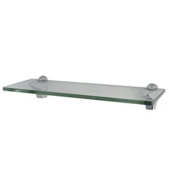 XVL 14-Inch Bathroom Glass Shelf, Chrome GS3004B
