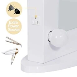 SUPER DEAL Hollywood Vanity Mirror With Lights - Free Standing Makeup Beauty Cosmetic Mirror With 12 Dimmable LED Bulbs - Detachable Base For Tabletop Or Wall Mounted Optional -Moen Shop 31UXdLtkitL