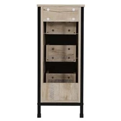 Eclife 12" Bathroom Floor Storage Cabinet, Bathroom 3 Drawers Vanity Side Cabinet W/Metal Frame, Free Standing Tower Storage Organizer For Bathroom, Bedroom, Living Room, Entryway, Space Saving (Oak) -Moen Shop 31XD9uBWirL