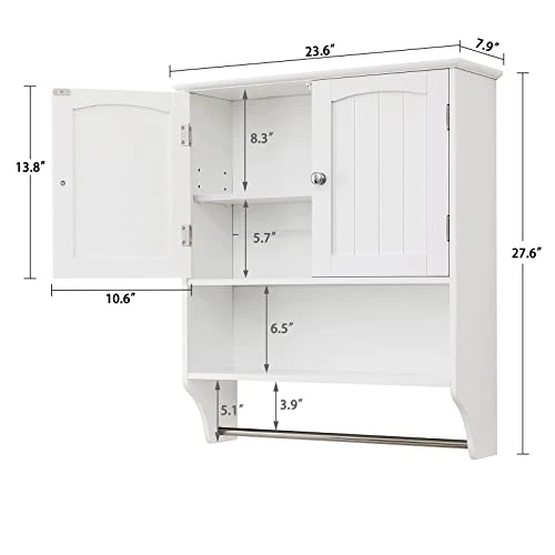 Iwell Small Bathroom Floor Storage Cabinet, Kitchen Cupboard Wooden Cabinet, White 5 Iwell Small Bathroom Floor Storage Cabinet, Kitchen Cupboard Wooden Cabinet, White - Image 3