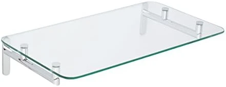 Ginger 0240-20/SN Sine 20" Tempered Glass Hotel Shelf Rack, Satin Nickel 6 Ginger 0240-20/SN Sine 20" Tempered Glass Hotel Shelf Rack, Satin Nickel - Image 4