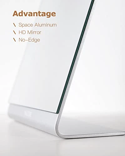 NEZZOE Modern Makeup Mirror, 12" Length Aluminum Desk Mirror, Vanity Mirror For Counter, Bedroom, Bathroom, Dorm 5 NEZZOE Modern Makeup Mirror, 12" Length Aluminum Desk Mirror, Vanity Mirror For Counter, Bedroom, Bathroom, Dorm - Image 3
