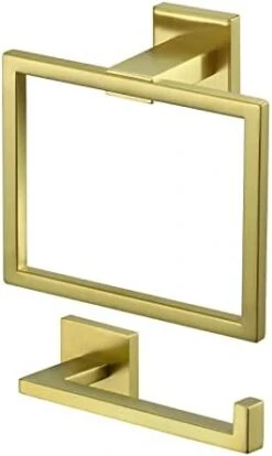 KES Gold Bathroom Hardware Set 2 Pieces, Toilet Paper Holder And Towel Ring Square Wall Mount, SUS304 Stainless Steel Brushed Gold, LA225BZ-22 -Moen Shop 31aOMWxcrdL. AC
