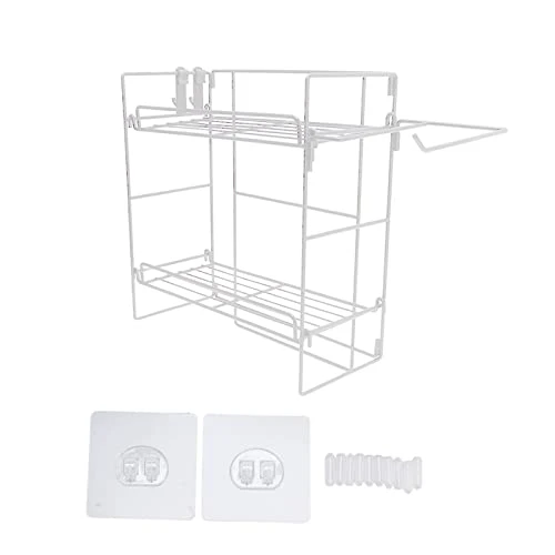 Storage Shelf Over The Toilet, Bathroom Shelves, 2-Tier Ventilation And Drainage With Hooks For Home (White) 8 Storage Shelf Over The Toilet, Bathroom Shelves, 2-Tier Ventilation And Drainage With Hooks For Home (White) - Image 6