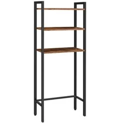 HOOBRO Over The Toilet Storage, 3-Tier Industrial Over Toilet Bathroom Organizer, Bathroom Shelves Over Toilet With Adjustable Feet, Easy To Assembly, Rustic Brown BF41TS01