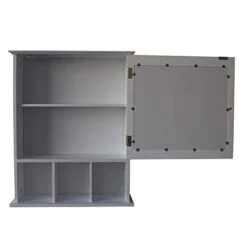 Aelph Single Door Three Compartment Storage Bathroom Cabinet With Mirror –White -Moen Shop 31ckputYylL