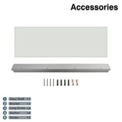 Naiture Bathroom Wall Mount Glass Wall Shelf With Aluminum Bracket, 35.4 X 7.9 X 0.31 Inch, Clear -Moen Shop 31czA6jdWpL