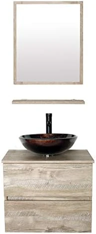 Eclife 24” Bathroom Vanity Cabinet Wall Mounted Natural Cabinet Two Drawers Pedestal Cabinet Vanity Set With Mirror (Single Cabinet Only) 13 Eclife 24” Bathroom Vanity Cabinet Wall Mounted Natural Cabinet Two Drawers Pedestal Cabinet Vanity Set With Mirror (Single Cabinet Only) - Image 11