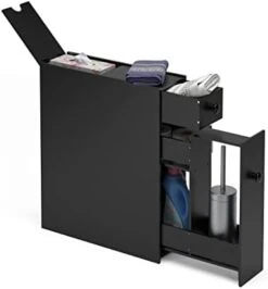 Small Bathroom Storage Cabinet, Free Standing Storage Cabinet With Slide Out Drawers, Narrow Floor Bathroom Organizer Next To Toilet, Bathroom Toilet Paper Holder, 19 X 6.5 X 23 Inches (Black)(White) -Moen Shop 31fqeHO1oAL. AC