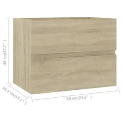 DiMorture Wall Mounted Bathroom Cabinet With Acrylic Mirror, Floating Pedestal Sink Cabinet With Drawer, Traditional Bathroom Vanity Base Cabinet For Bathroom Brown(No Sink)