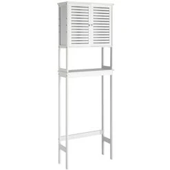 Over The Toilet Storage Cabinet, Bathroom Shelf Over The Toilet, Over Toilet Bathroom Organizer, White Bathroom Cabinet Storage Organizer Toilet Rack Shelf, Freestanding, With Adjustable Shelf -Moen Shop 31g7T3qUK2L