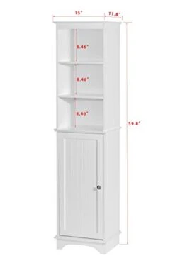 Spirich Home Freestanding Storage Cabinet With Three Tier Shelves, Tall Slim Cabinet, Free Standing Linen Tower, White -Moen Shop 31gfYsWLbiL