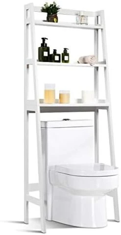 Tangkula Bathroom Space Saver, Over The Toilet Storage Rack, Free Standing 3-Shelf Bathroom Organizer, Multifunctional Bathroom Toilet Rack (White) -Moen Shop 31hctJg3s2L. AC