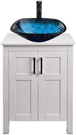 YOURLITE 24 Inches Bathroom Vanity, Modern Stand Pedestal Cabinet, Wood White Fixture, Without Mirror -Moen Shop 31jNZnRWyrL. AC