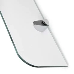 BSM Marketing 1/4" Thick Toughened Glass Shelves With Curved Corners And Large Chrome Finish Shelf Supports 23 2/3" And 19 2/3" Black, White And Clear (23 2/3" X 6", Clear 1 Shelf) -Moen Shop 31la0e72wvL