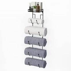 SODUKU Wall Mount Metal Wine/Towel Rack With Top Shelf