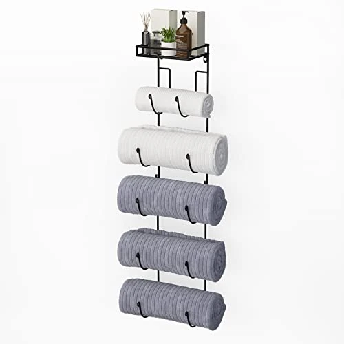 SODUKU Wall Mount Metal Wine/Towel Rack With Top Shelf 3 SODUKU Wall Mount Metal Wine/Towel Rack With Top Shelf