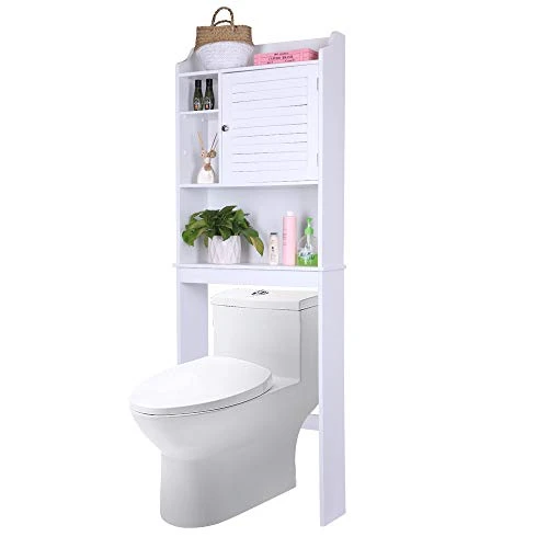 FCH Bathroom Over The Toilet Cabinet, Space Saving Freestanding Cabinet Storage With Adjustable Shelf Anti Tip 3 FCH Bathroom Over The Toilet Cabinet, Space Saving Freestanding Cabinet Storage With Adjustable Shelf Anti Tip