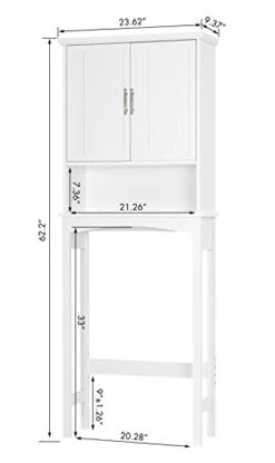 Spirich Over The Toilet Storage Cabinet, Bathroom Shelf Over Toilet, Bathroom Organizer Space Saver, White -Moen Shop 31nrRy2PwhL