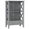 Kleankin X- Frame Freestanding Floor Bathroom Storage With Two Drawers, Storage Organizer, Cabinet With 3 Shelves, Grey