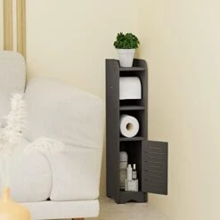 GAKOV Small Bathroom Storage Cabinet, Toilet Paper Organizer For Small Space Corner And Small Bathroom Organizer, 4-Tier Bathroom Organizer (Dark Grey) -Moen Shop 31oW4pPc0bL. AC