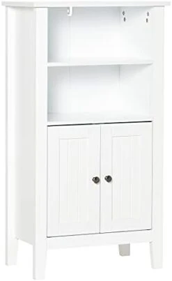 Kleankin Bathroom Cabinet Organizer With 2-Tier Open Shelves, Double Door Enclosed Storage And Elevated Base, Dark Grey -Moen Shop 31qjj2TcxUS. AC