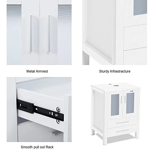 Eclife 72" White Bathroom Vanity W/White Side Cabinet Combo Modern Pedestal Cabinet Set Pedestal Stand Wood With Bathroom Vanity Mirror Drawers Soft Closing Cabinet Doors Set (2B02W 2B11W) 5 Eclife 72" White Bathroom Vanity W/White Side Cabinet Combo Modern Pedestal Cabinet Set Pedestal Stand Wood With Bathroom Vanity Mirror Drawers Soft Closing Cabinet Doors Set (2B02W 2B11W) - Image 3