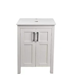 YOURLITE 24 Inches Bathroom Vanity, Modern Stand Pedestal Cabinet, Wood White Fixture, Without Mirror -Moen Shop 31rBbDQZ55L