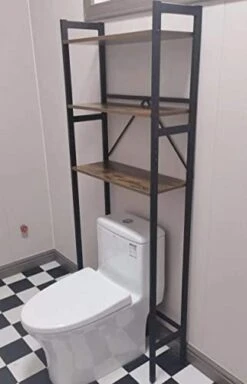 Over-The-Toilet Storage Rack 3-Tier Bathroom Organizer Shelf, Space Saver Toilet Stands For Washroom Laundry Room, Rustic Brown And Black -Moen Shop 31rK9KEZlFL