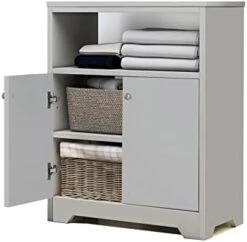 ELESS HOME Bathroom Storage Cabinet, Bathroom Floor Cabinet, Bathroom Cabinets Freestanding With 1 Door And 3 Open Shelves For Living Room Bathroom Home Office -Moen Shop 31rOKVqlnDL. AC