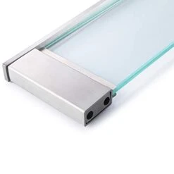 QT Modern Bathroom Glass Shelf - Wall Mounted, Brushed Finish, Made From Stainless Steel, Water And Rust Proof, Easy To Install