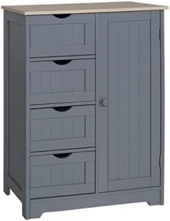 MUPATER Small Bathroom Storage Cabinet Bamboo With 4 Drawers And 1 Cupboard, Freestanding Compact Floor Towel Cabinet Bamboo For Bathroom, Laundry Room, Entryway And Bedroom, Natural -Moen Shop 31txl36PUIL. AC