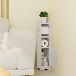 GAKOV Small Bathroom Storage Cabinet, Toilet Paper Organizer For Small Space Corner And Small Bathroom Organizer, 4-Tier Bathroom Organizer (Dark Grey) -Moen Shop 31uU0bZatoL. AC