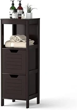 Hysache Bathroom Floor Cabinet, Standing Storage Cabinet With 2 Adjustable Drawers, Open Shelf, Multifunctional Side Organizer Unit For Bathroom, Living Room, Small Spaces (Coffee) -Moen Shop 31ucUlM5IS. AC