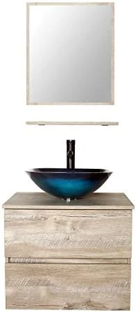 Eclife 24” Bathroom Vanity Cabinet Wall Mounted Natural Cabinet Two Drawers Pedestal Cabinet Vanity Set With Mirror (Single Cabinet Only) 17 Eclife 24” Bathroom Vanity Cabinet Wall Mounted Natural Cabinet Two Drawers Pedestal Cabinet Vanity Set With Mirror (Single Cabinet Only) - Image 15