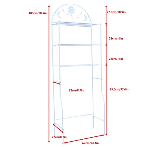 CNCEST Toilet Storage Rack,3-Shelf Bathroom Organizer Over The Toilet Storage 3 Tier Space Saver Organizer Rack Bathroom Shelf Over Toilet Storage For Laundry, Balcony,Porch 70.9X24.4X12.6in (White) 4 CNCEST Toilet Storage Rack,3-Shelf Bathroom Organizer Over The Toilet Storage 3 Tier Space Saver Organizer Rack Bathroom Shelf Over Toilet Storage For Laundry, Balcony,Porch 70.9X24.4X12.6in (White) - Image 2
