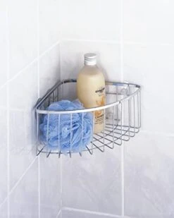 WENKO "Ragusa Extra High Corner Shelf, Silver -Moen Shop 31vHpKNQfWL