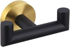 Angle Simple Double Towel Hook Black & Gold, Stainless Steel Bathroom Towel Holder, Hand Towel Hanger For Wall -Moen Shop 31wjL6c4PYL. AC