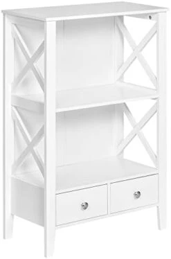 Kleankin X- Frame Freestanding Floor Bathroom Storage With Two Drawers, Storage Organizer, Cabinet With 3 Shelves, Grey -Moen Shop 31wjeLWo3wL. AC