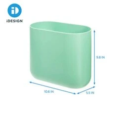 IDesign Cade Oval Slim Trash, Compact Waste Basket Garbage Can For Bathroom, Bedroom, Home Office, Dorm, College-Matte Soft Aqua -Moen Shop 31xIEg4lDNL