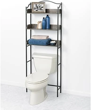 Zenna Home 3-Tier Over-The-Toilet Bathroom, Driftwood Gray/Pewter Spacesavers 10 Zenna Home 3-Tier Over-The-Toilet Bathroom, Driftwood Gray/Pewter Spacesavers - Image 8