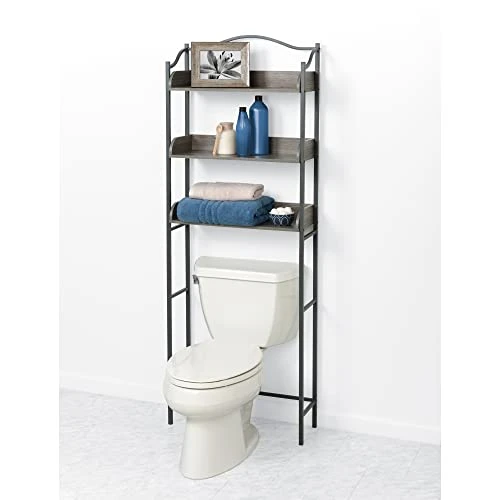 Zenna Home 3-Tier Over-The-Toilet Bathroom, Driftwood Gray/Pewter Spacesavers 3 Zenna Home 3-Tier Over-The-Toilet Bathroom, Driftwood Gray/Pewter Spacesavers