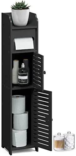 MEZHI Bathroom Storage Cabinet Floor Standing Toilet Paper Organizer Shelves With Door (White) 9 MEZHI Bathroom Storage Cabinet Floor Standing Toilet Paper Organizer Shelves With Door (White) - Image 7