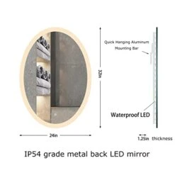 Illucid LED Mirror Oval 24x32 Inch， Anti-Fog Warm Light/Day Light Wall Mounted Bathroom Mirror Wall Switch Support Memory, Quick Hanging LED Mirrors For Bathroom -Moen Shop 410YrSSj2bL