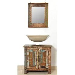 VidaXL Solid Wood Bathroom Vanity Cabinet Set Mirror 2 Doors Vintage Style -Moen Shop 410rqsfZ6EL