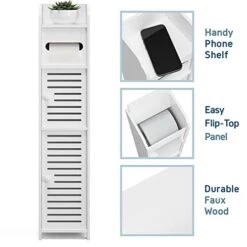 MEZHI Bathroom Storage Cabinet Floor Standing Toilet Paper Organizer Shelves With Door (White) 13 MEZHI Bathroom Storage Cabinet Floor Standing Toilet Paper Organizer Shelves With Door (White) -Moen Shop 41175nrOQDL