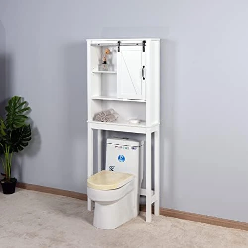 Over The Toilet Storage, 3 Tier Over Toilet Bathroom Organizer With 2 Open Shelves And 1 Cabinet, Above Toilet Storage Cabinet With 2 Doors, Bathroom Space Saver For Restroom (Gray, 24.8"x7.8"x76.8") 13 Over The Toilet Storage, 3 Tier Over Toilet Bathroom Organizer With 2 Open Shelves And 1 Cabinet, Above Toilet Storage Cabinet With 2 Doors, Bathroom Space Saver For Restroom (Gray, 24.8"x7.8"x76.8") - Image 11