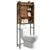 Giantex Over The Toilet Storage Cabinet, 4-Tier Bathroom Organizer W/ 3-Position Adjustable Shelves & Sliding Barn Door, Freestanding Toilet Space Saver Shelf For Bathroom, Laundry (Rustic Brown) -Moen Shop 412IQhj5UQL